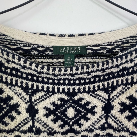 Lauren Ralph Lauren Black and Cream Patterned Sweater petite small - Picture 2 of 7